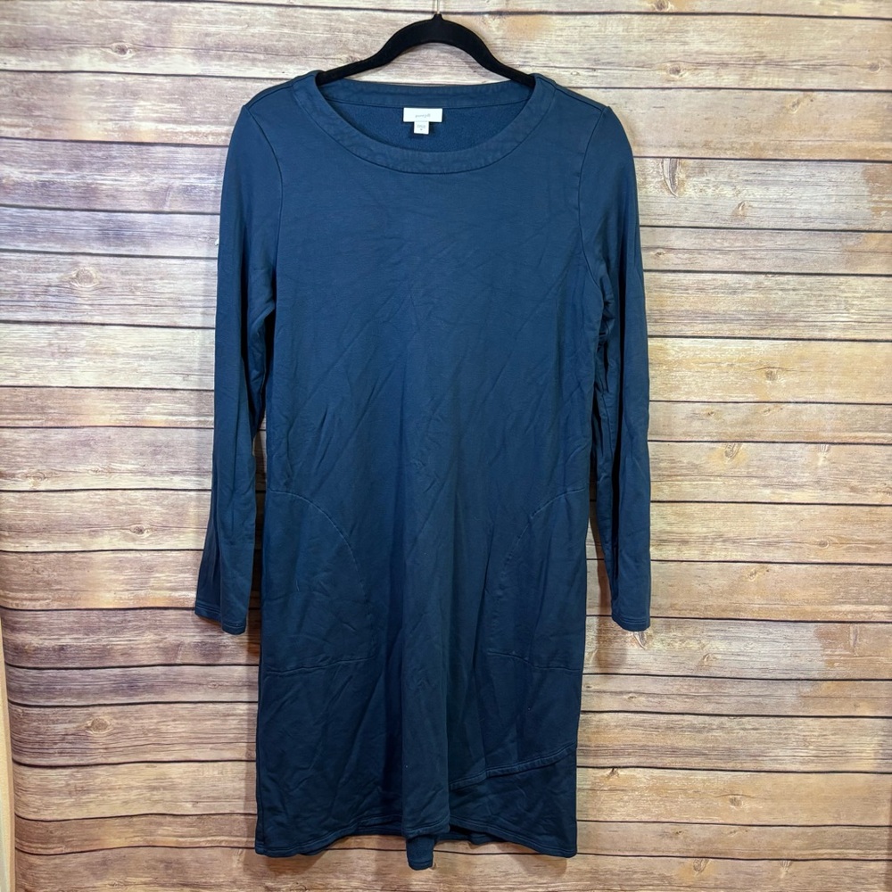 Pure Jill Blue Knit Dress Size Medium Layered Hem Long Sleeve